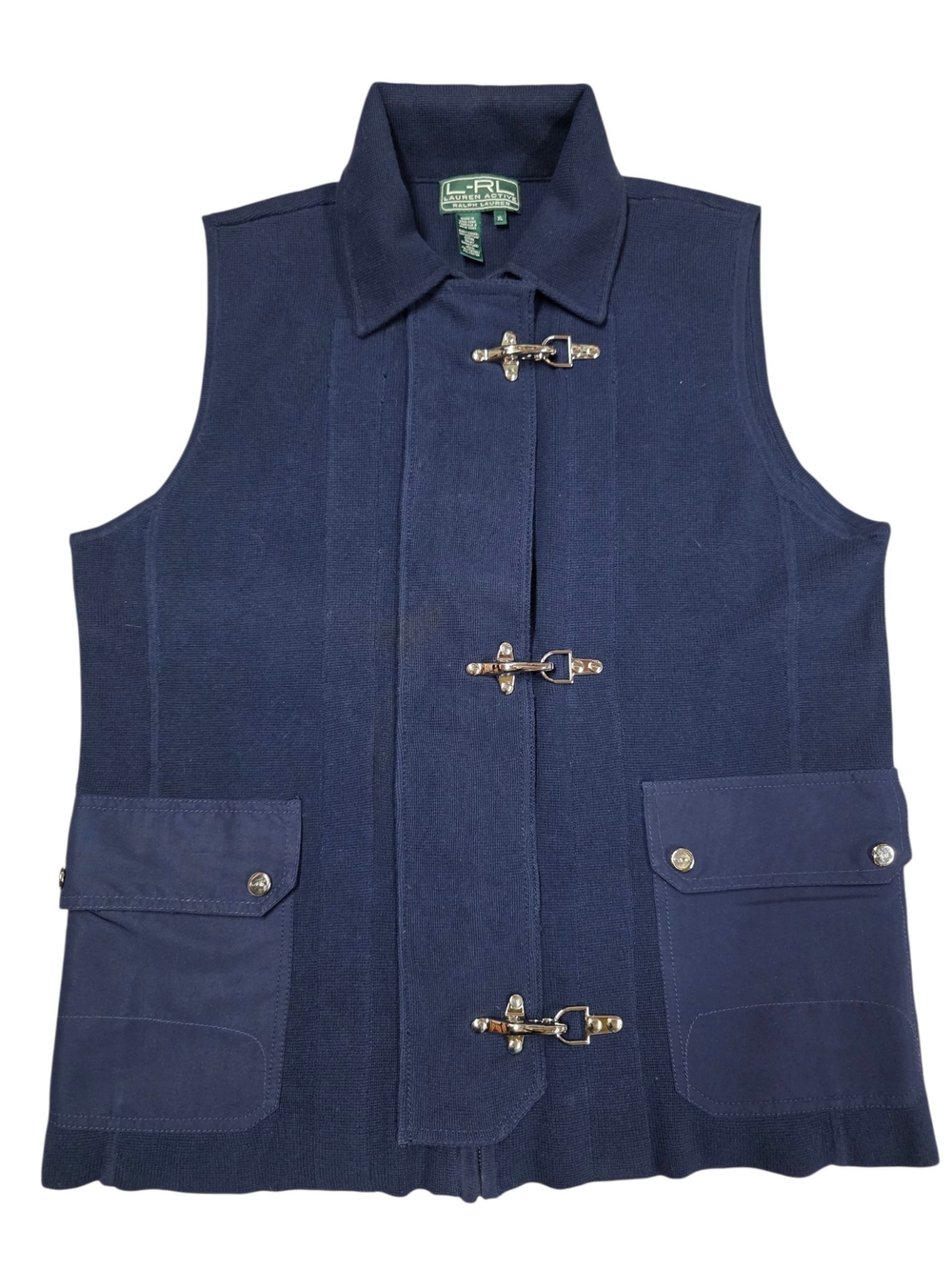Lauren Ralph Lauren Active Navy Knit Toggle Utility Vest Size XL